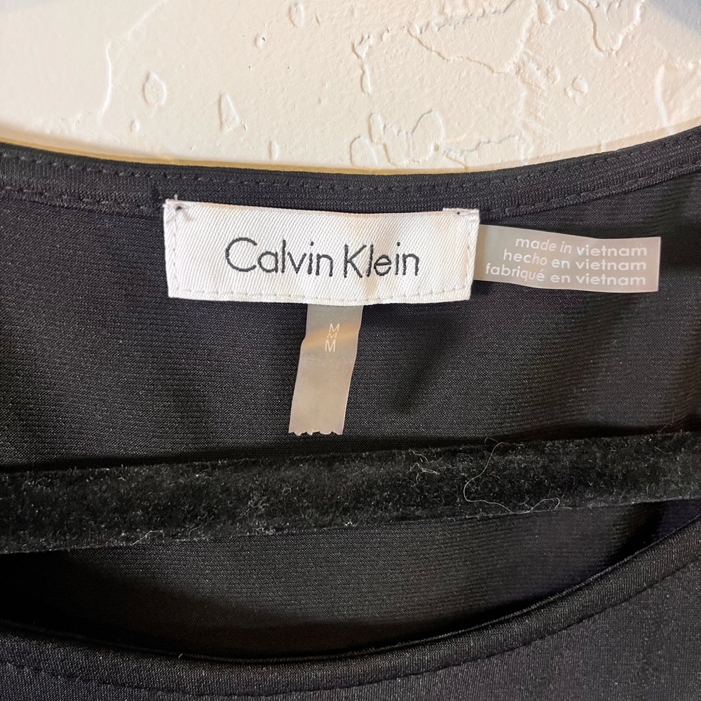 Calvin Klein Stiped‎ Tank Top Blouse with Gold Zipper Embellishment Medium - Picture 3 of 5